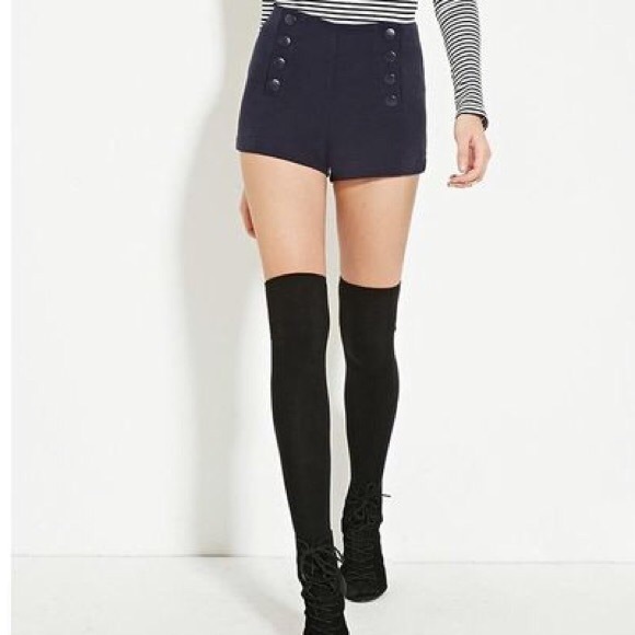 Forever 21 Pants - FOREVER 21 Snap Button Navy Sailor Shorts